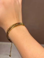 Bracelet double chaîne dorée