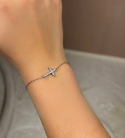 Bracelet croix argenté