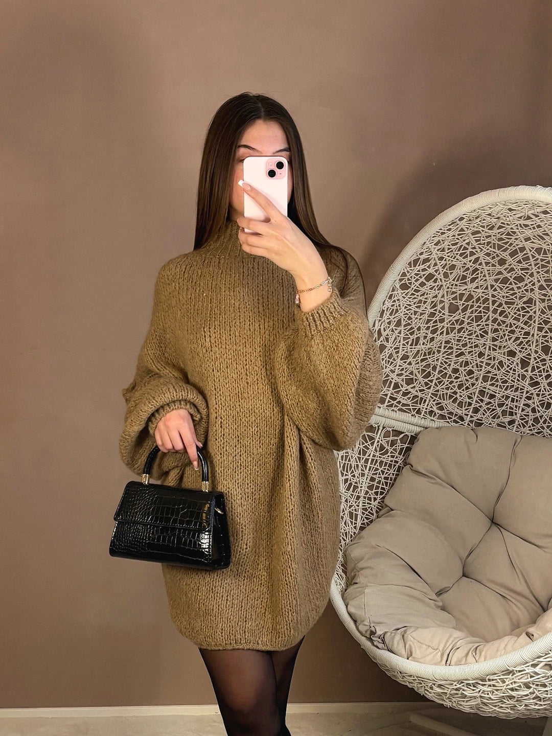 Robe/Pull oversize camel