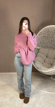 Pull en laine fuchsia