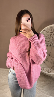 Pull en laine fuchsia