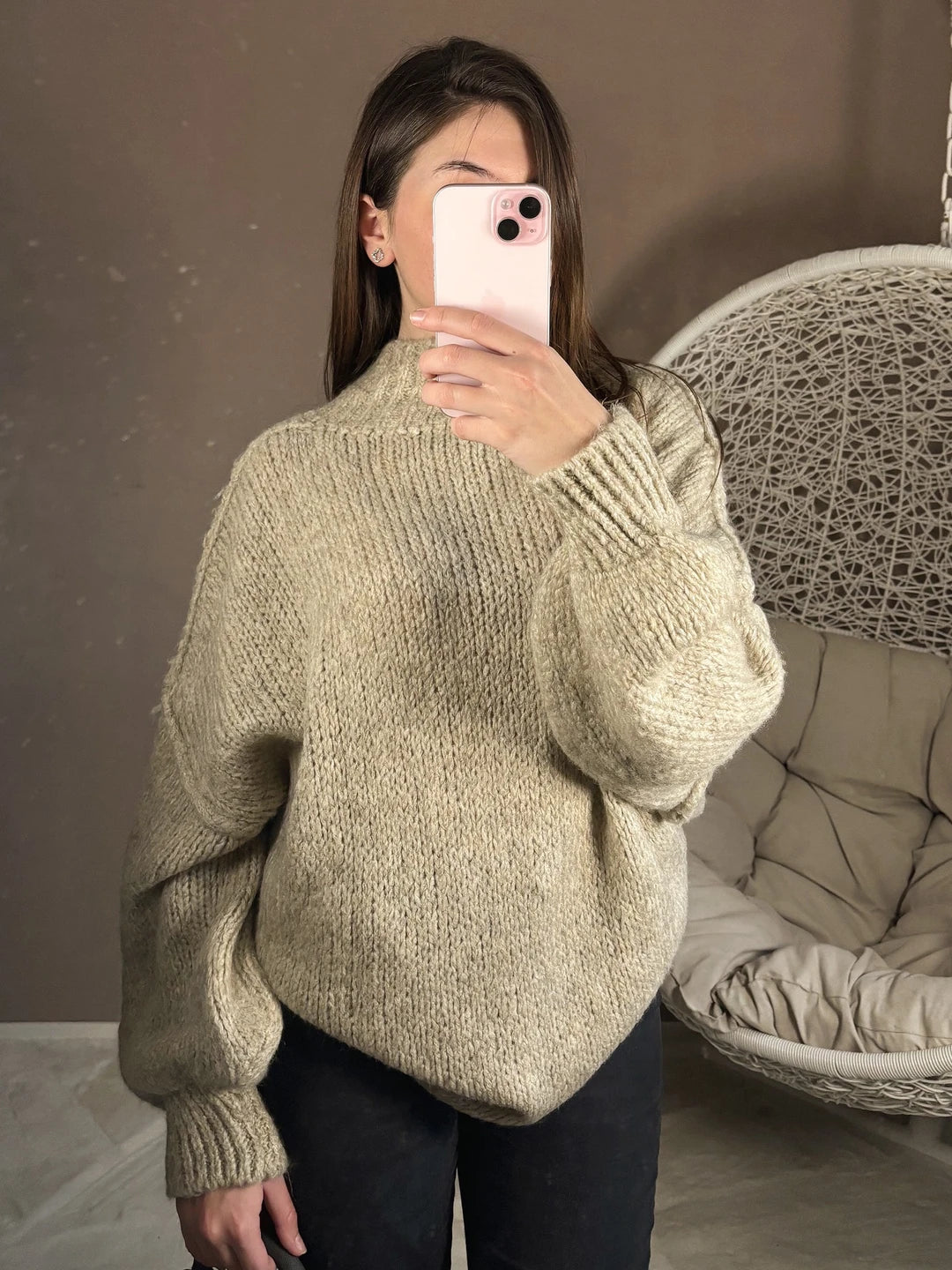 Pull en laine taupe