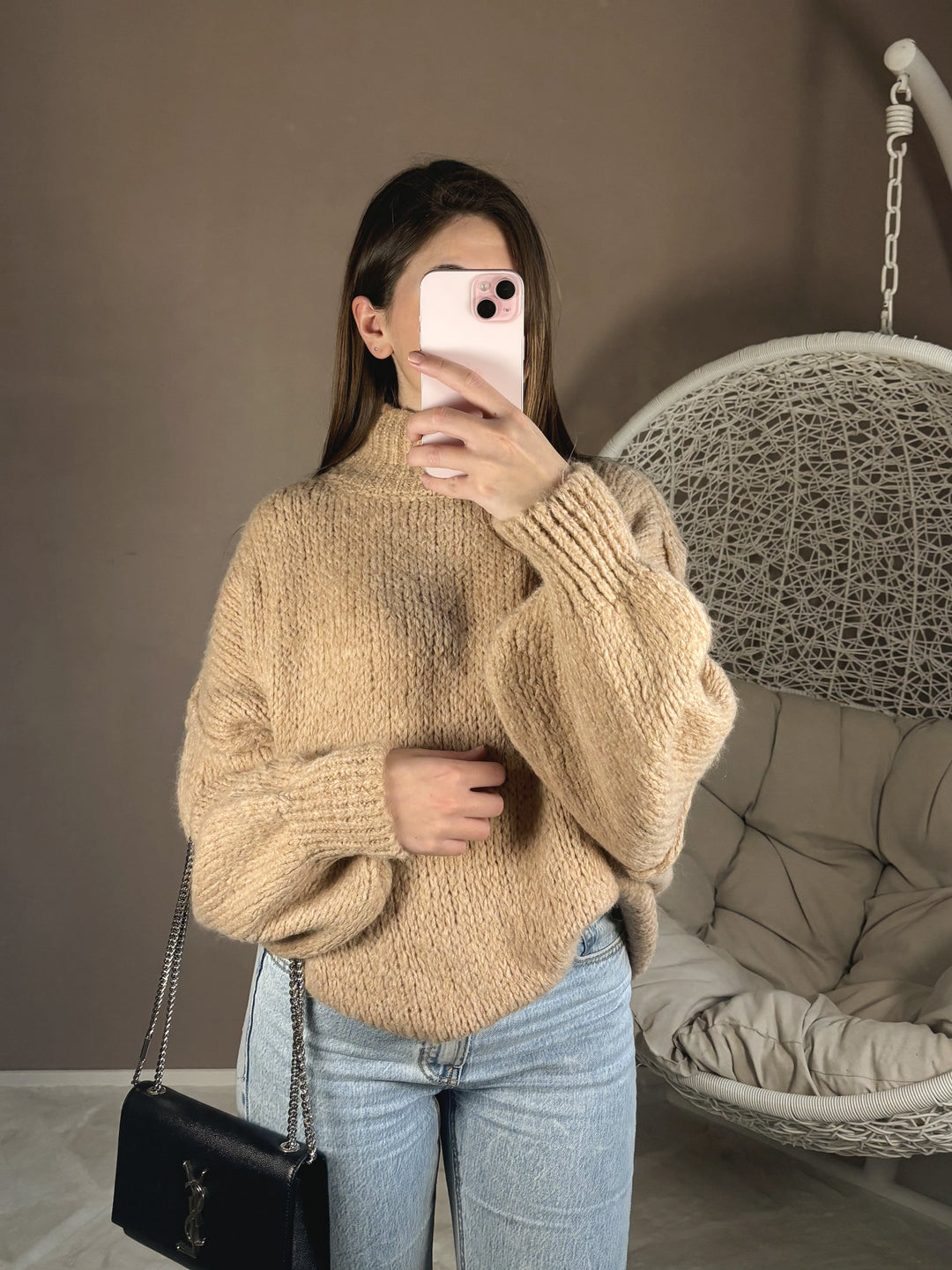 Pull en laine beige