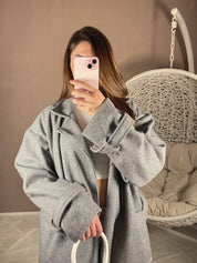 Manteau noué gris