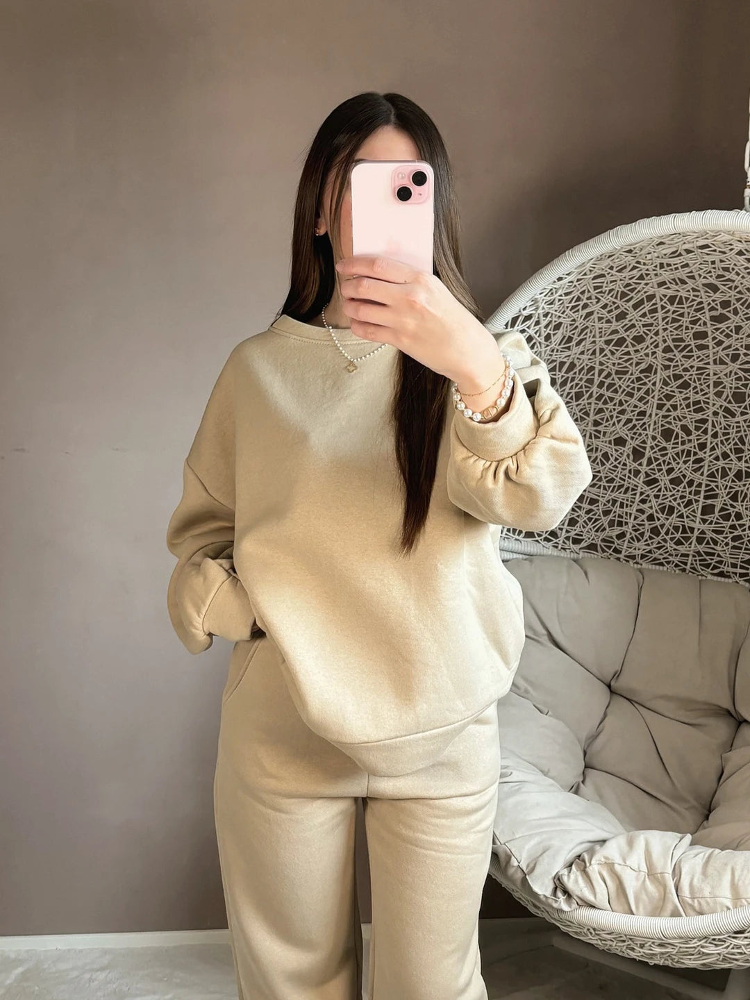 Ensemble sweat beige