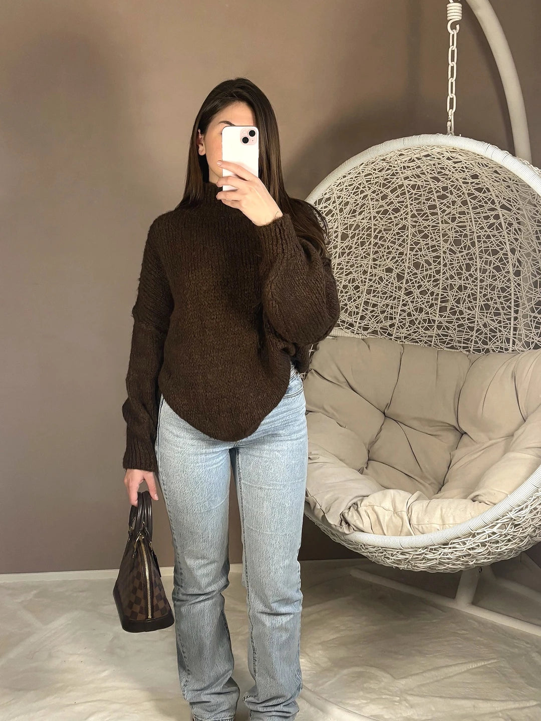 Pull en laine marron