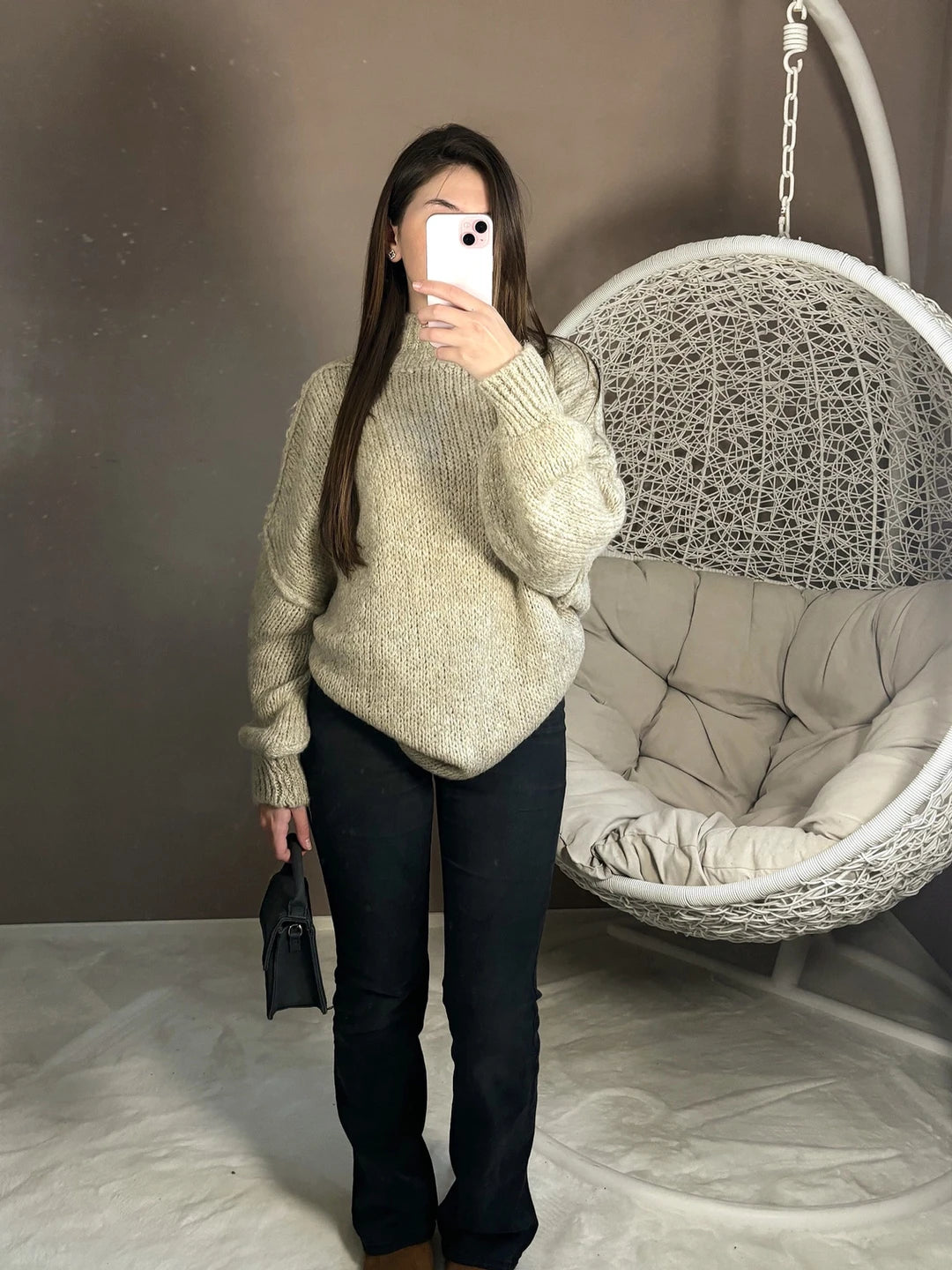 Pull en laine taupe